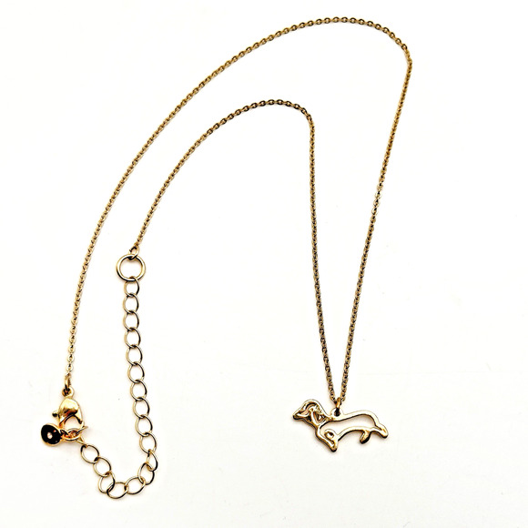 Dachshund Wiener Dog Pendant Necklace Gold Tone Dog Lover - Picture 3 of 6